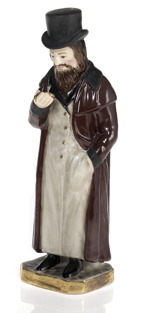 A Porcelain Figurine of a Jewish Man Checking His Watch