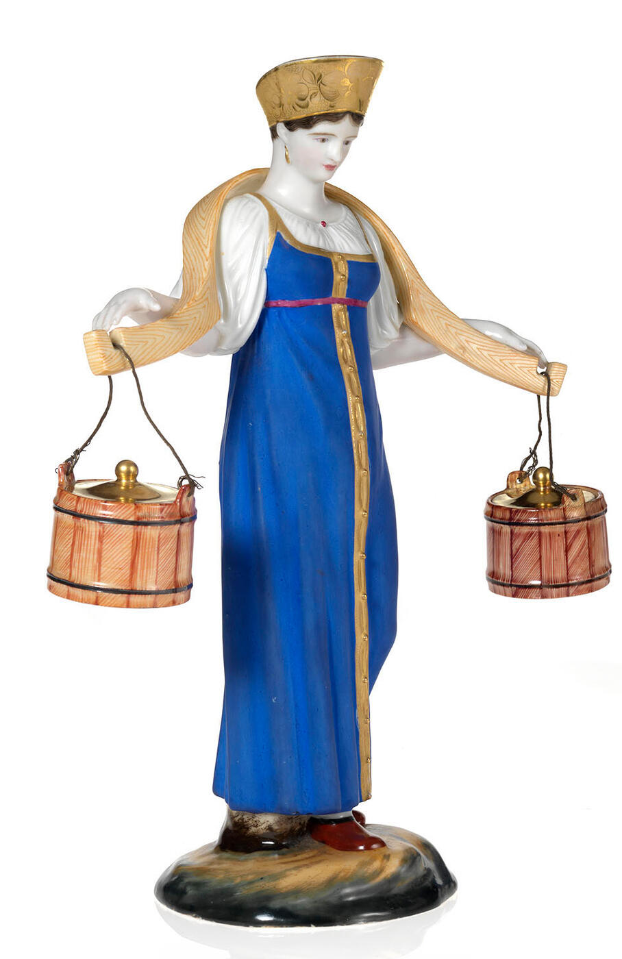 A Porcelain Figurine of a Peasant Girl Water Carrier