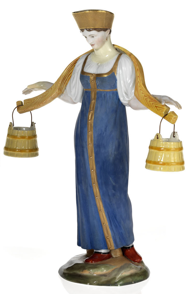 A Porcelain Figurine of a Peasant Girl Water Carrier