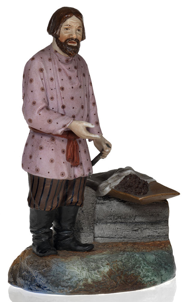 A Biscuit Porcelain Figurine of a Peasant Farmer
