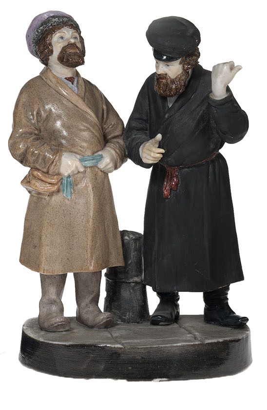 A Biscuit Porcelain Figurine of Two Peasants Talking