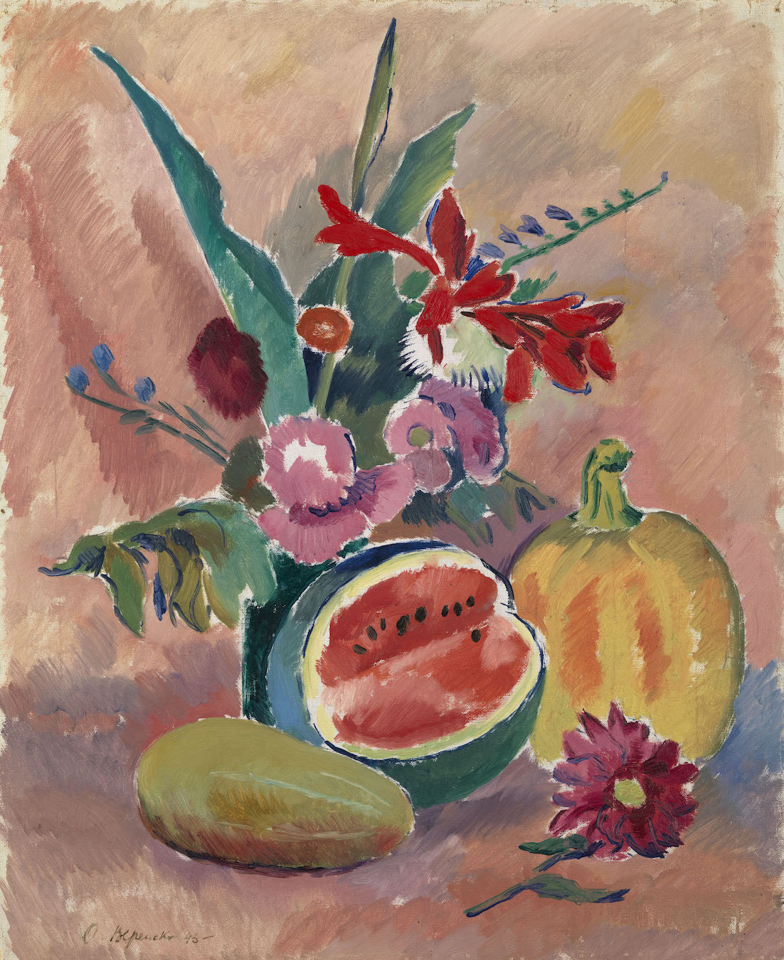 Still Life with Flowers and Watermelon