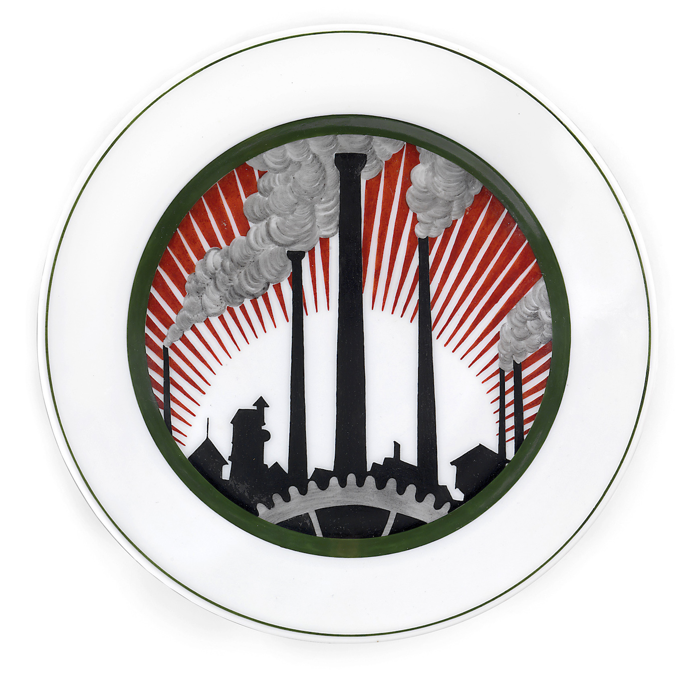 A Soviet Porcelain Plate "Outlines of Factory Chimneys"