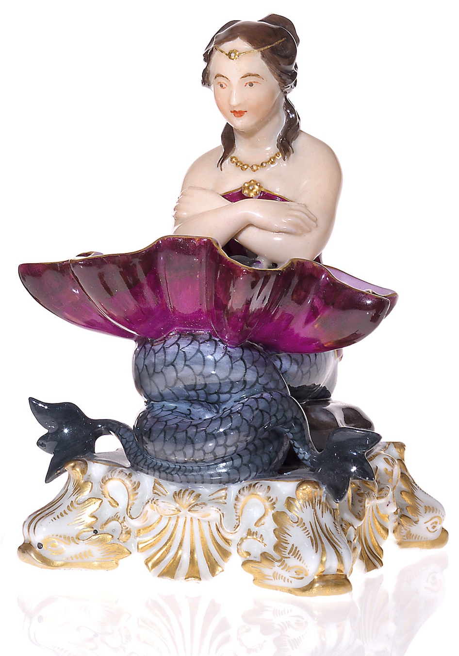 A Russian Porcelain Figurine of a Naiad with a Seashell