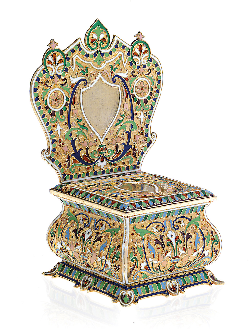 A Russian Silver-Gilt and Cloisonné Enamel Salt Throne