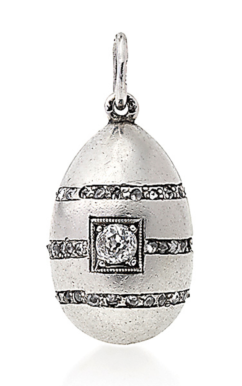 A Fabergé Platinum and Diamond-Set Egg Pendant