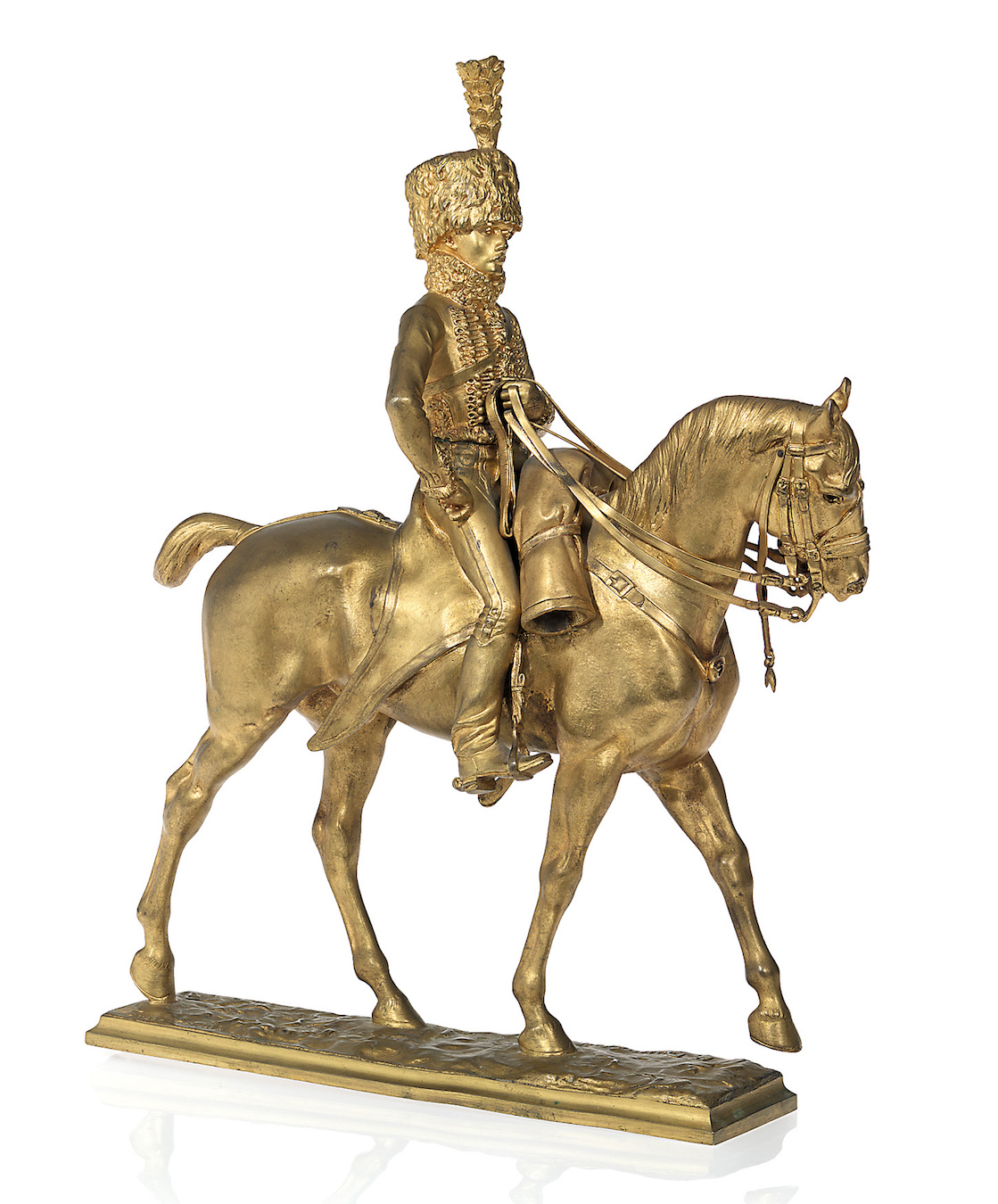 A Russian Bronze Sculpture of a Hussar