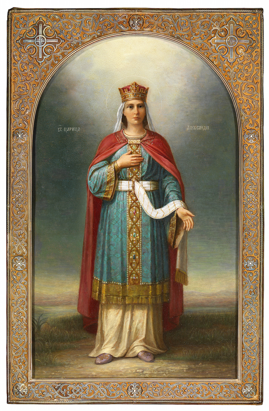 An Important Russian Icon of the Empress, Saint Alexandra