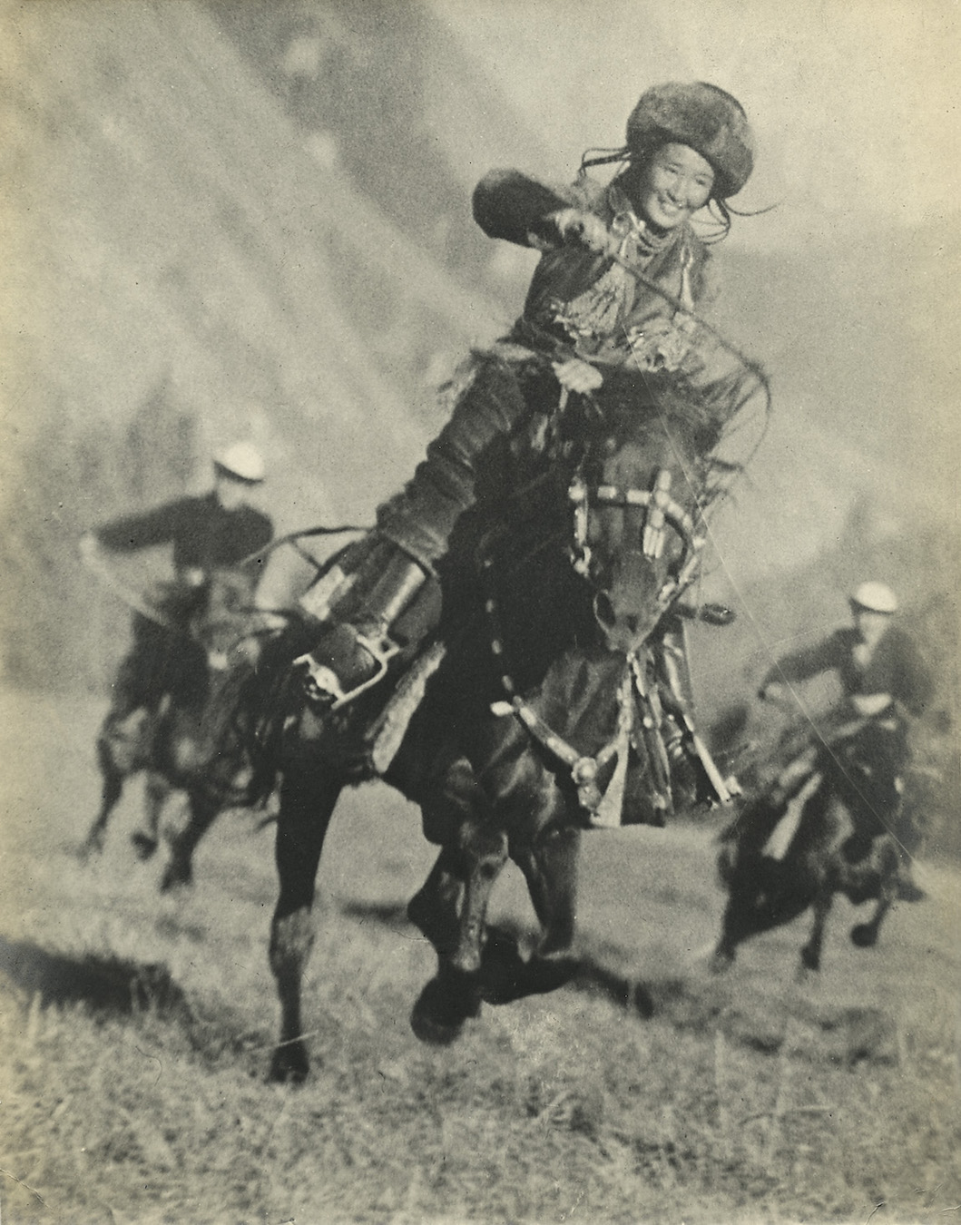 Kyrgyz Girl Leading in a Horse Racing Competition
