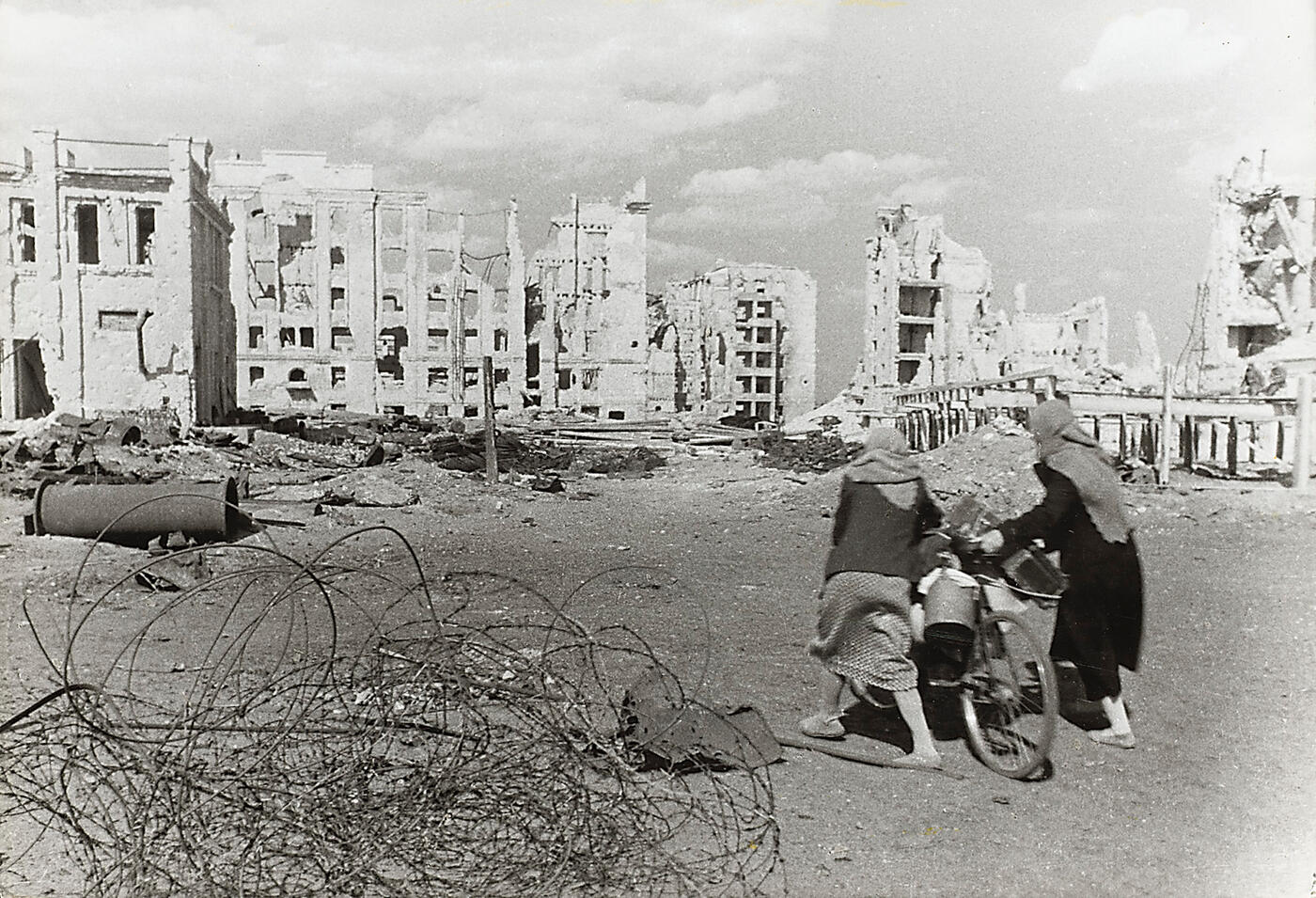 Residents of Stalingrad Walking through the Liberated City