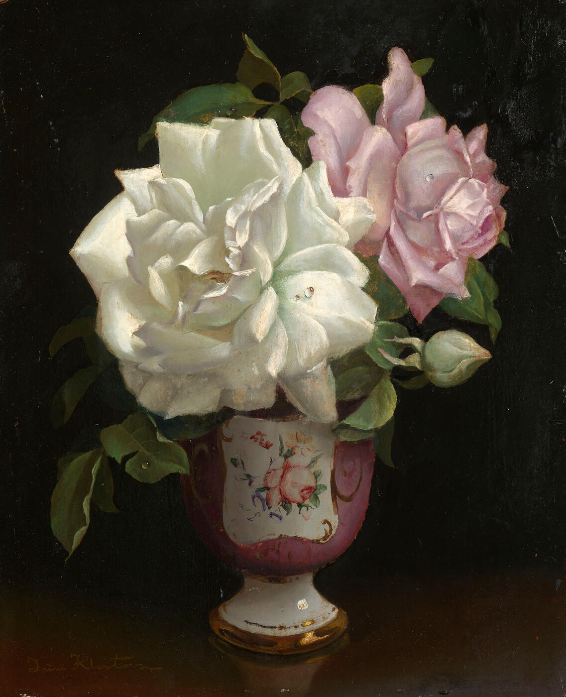 Roses in a Pink Vase