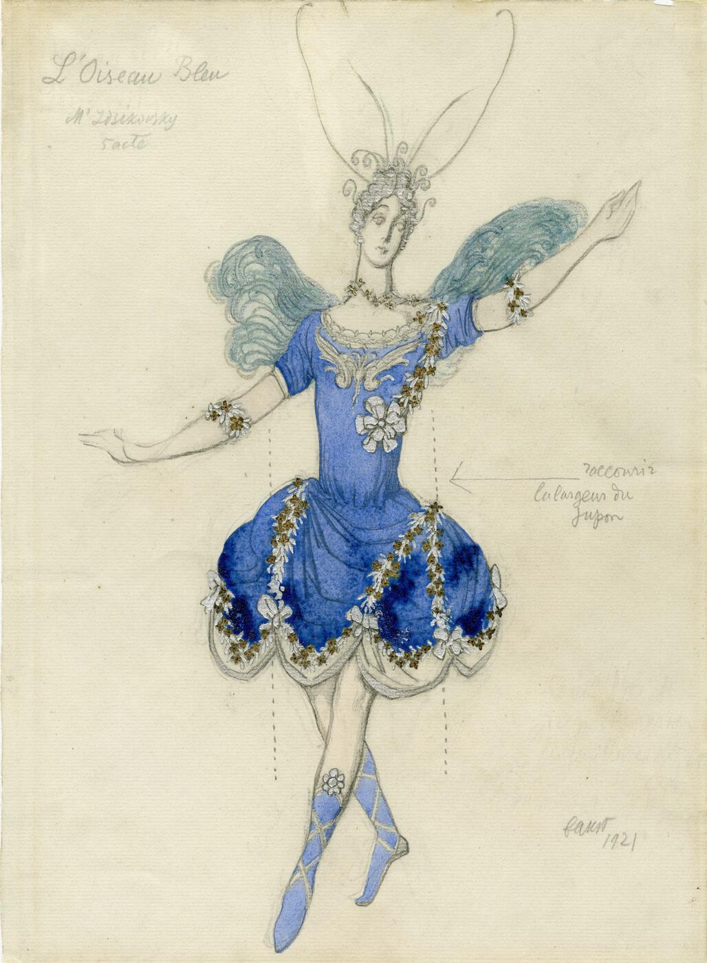 Bluebird, Costume Design for the Ballet “The Sleeping Princess”