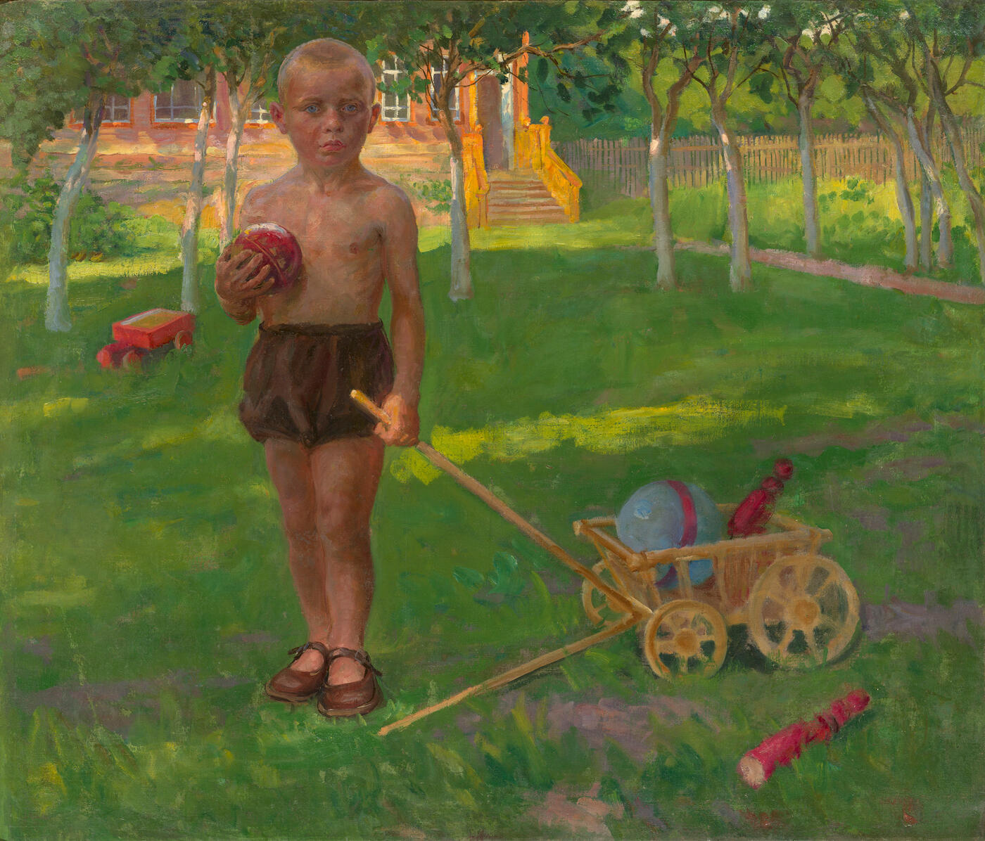 Boy with a Toy Wagon