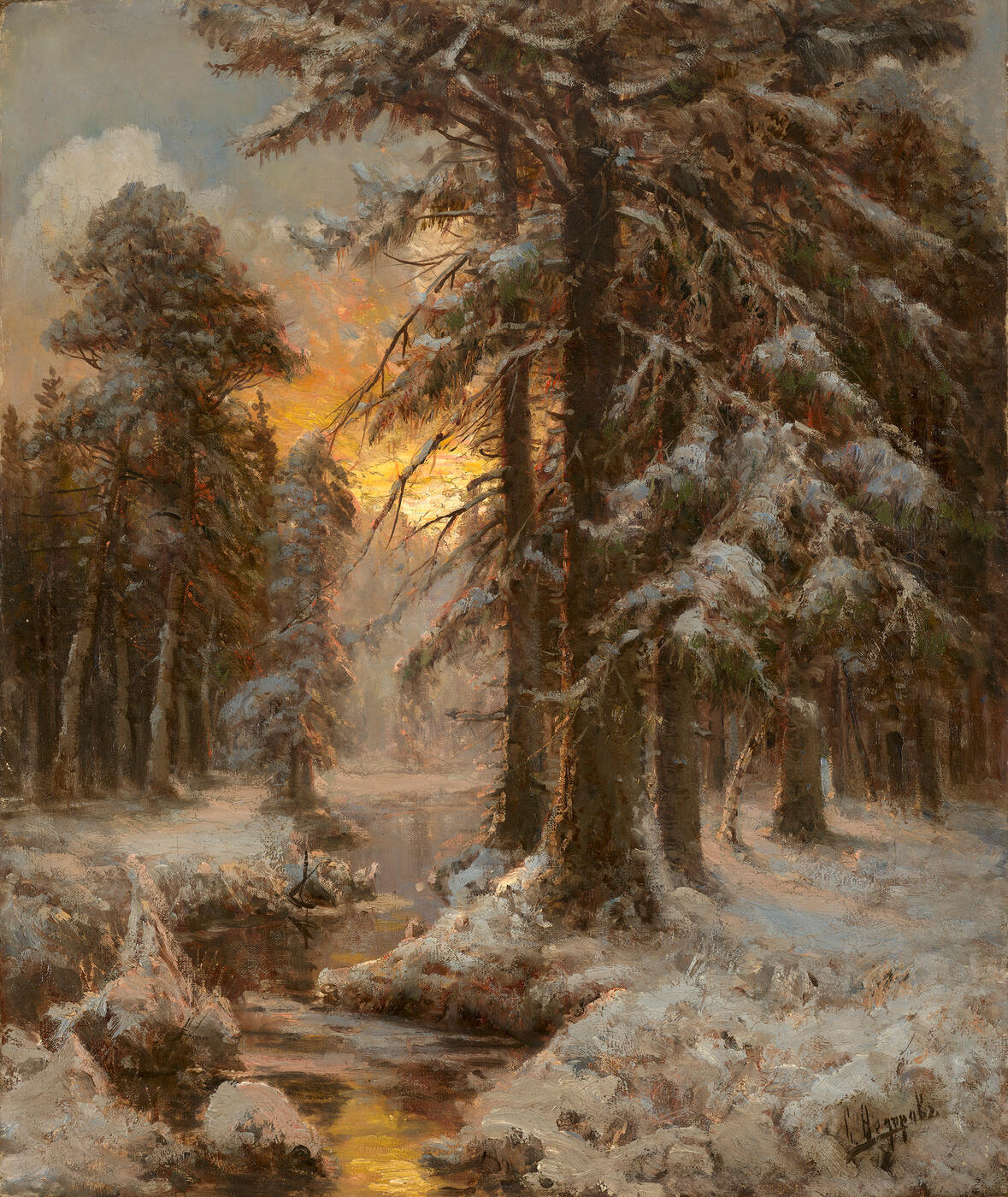 Sunset in the Winter Forest