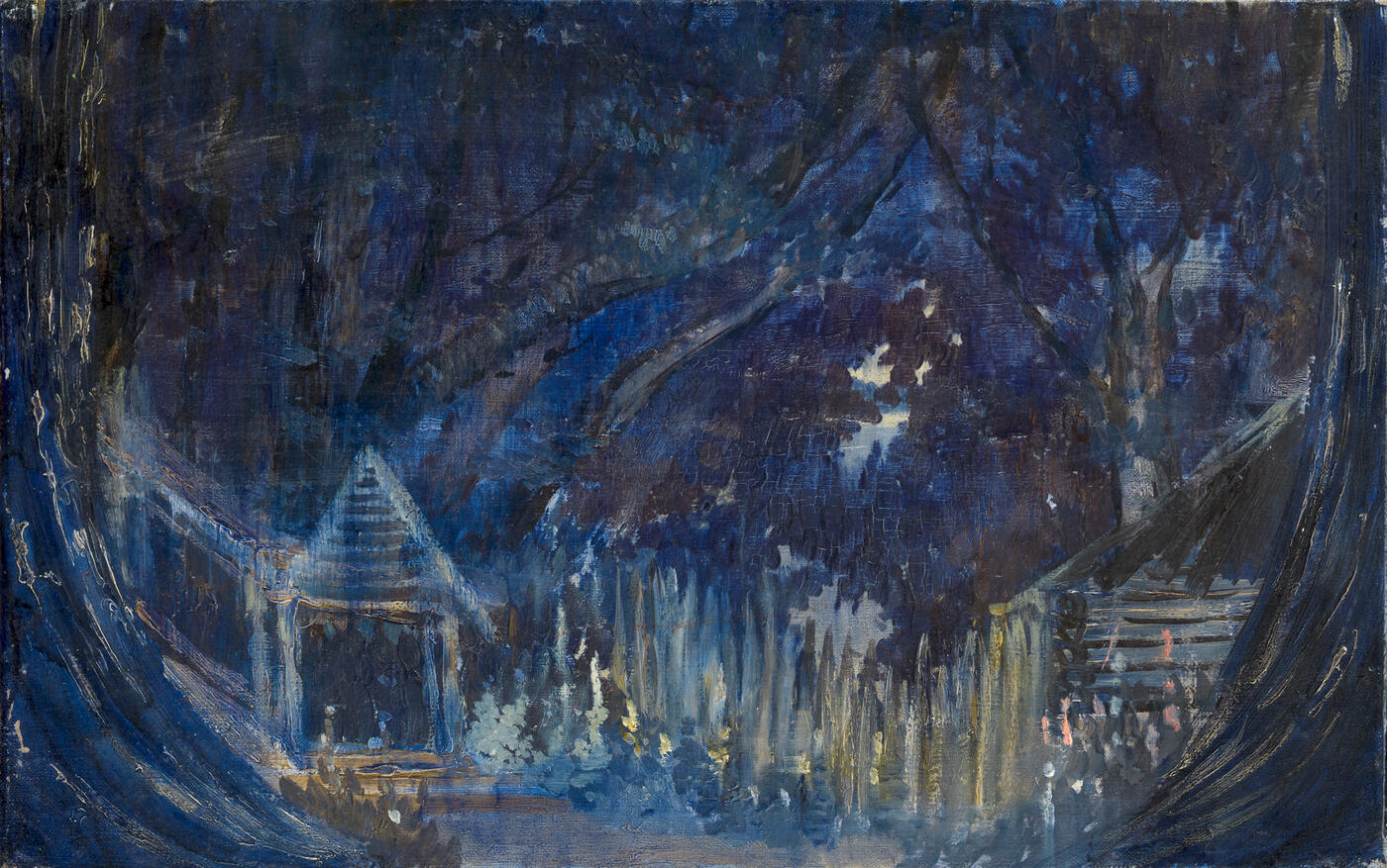 Huts in the Forest, Set Design for the Boris Lavrenev Play "Pesn o chernomortsakh"