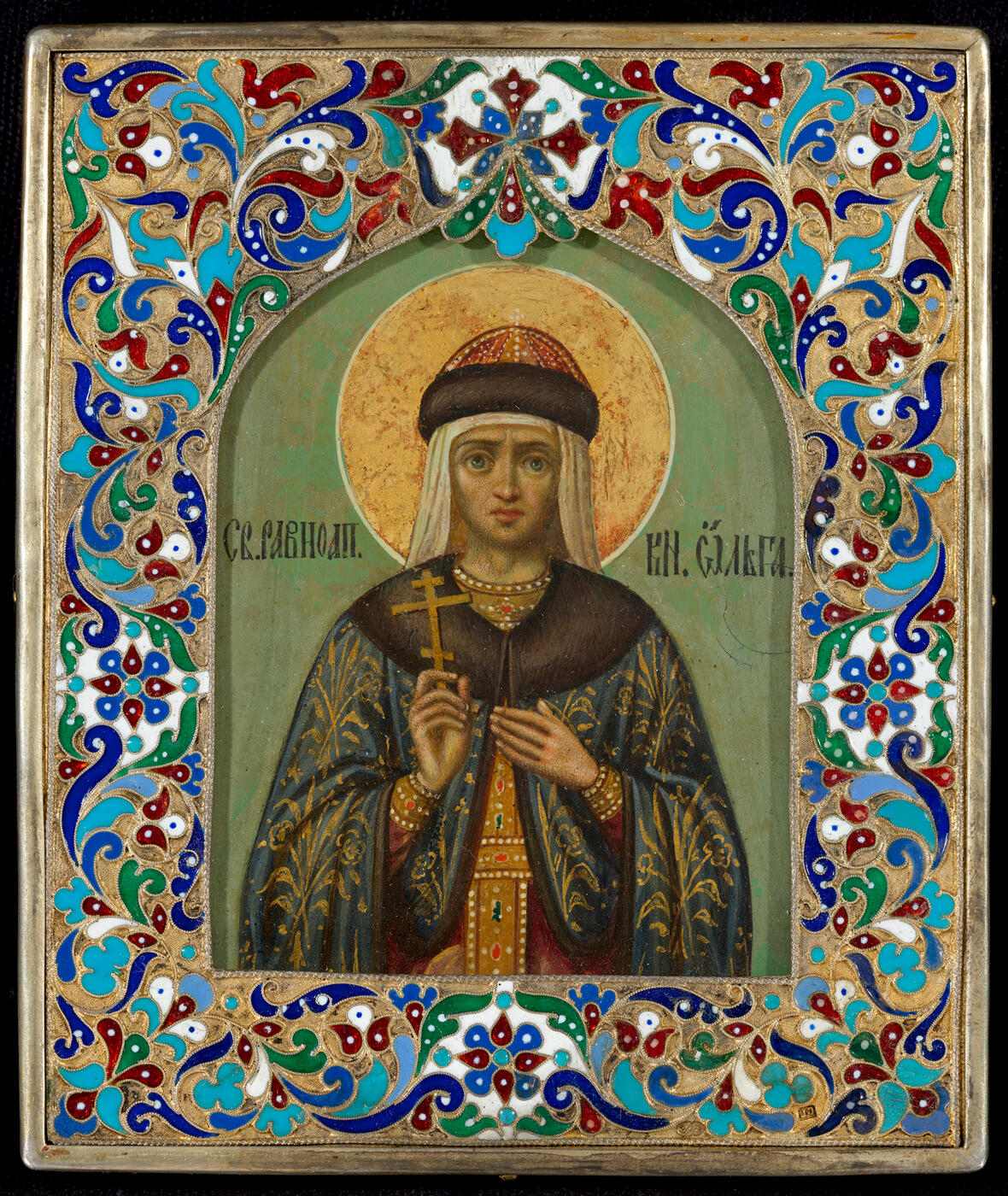 St Olga in an Enamelled Frame