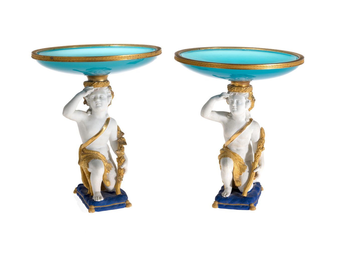 A Pair of Biscuit Porcelain Table Vases