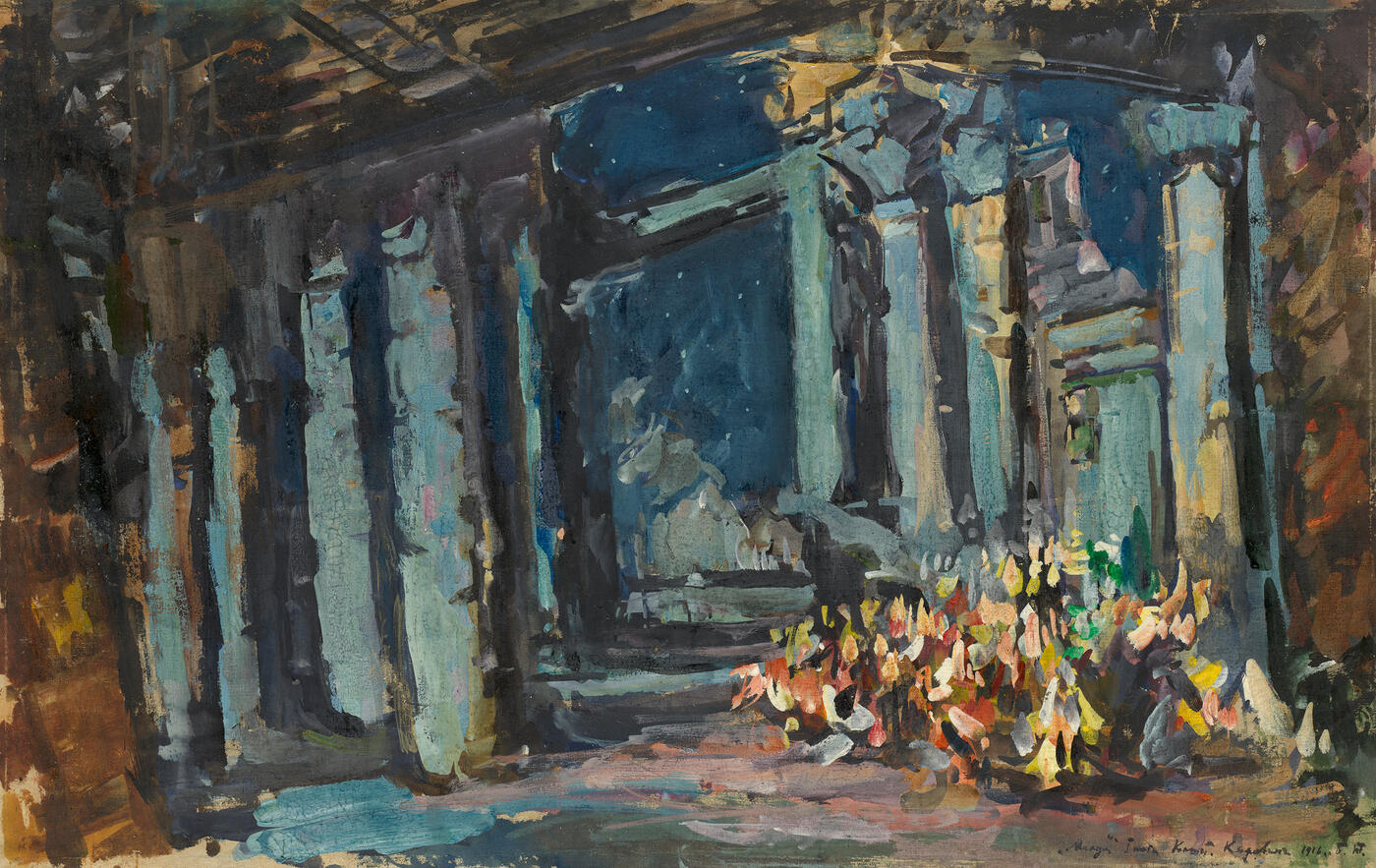 Cleopatra's Palace, Egyptian Hall, Set Design for Rimsky-Korsakov's Opera Ballet  "Mlada"