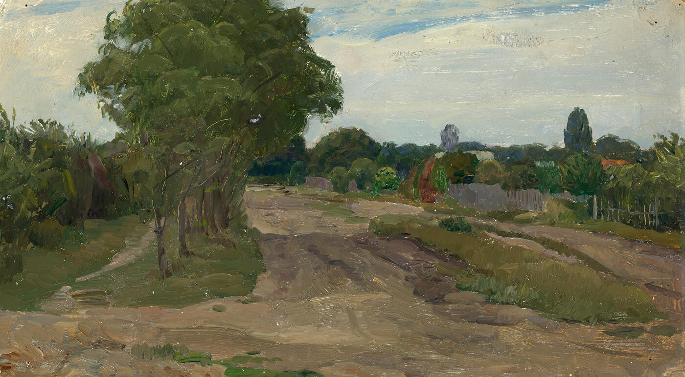 Village Road and River by the Forest, double-sided work
