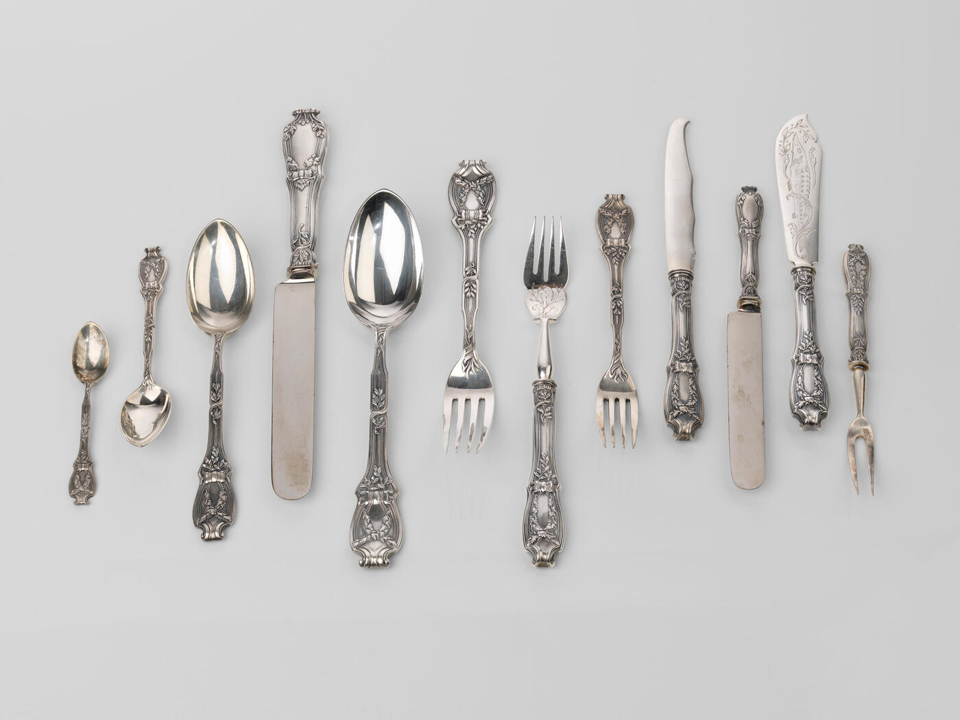 A Set of Fabergé Silver Flatware