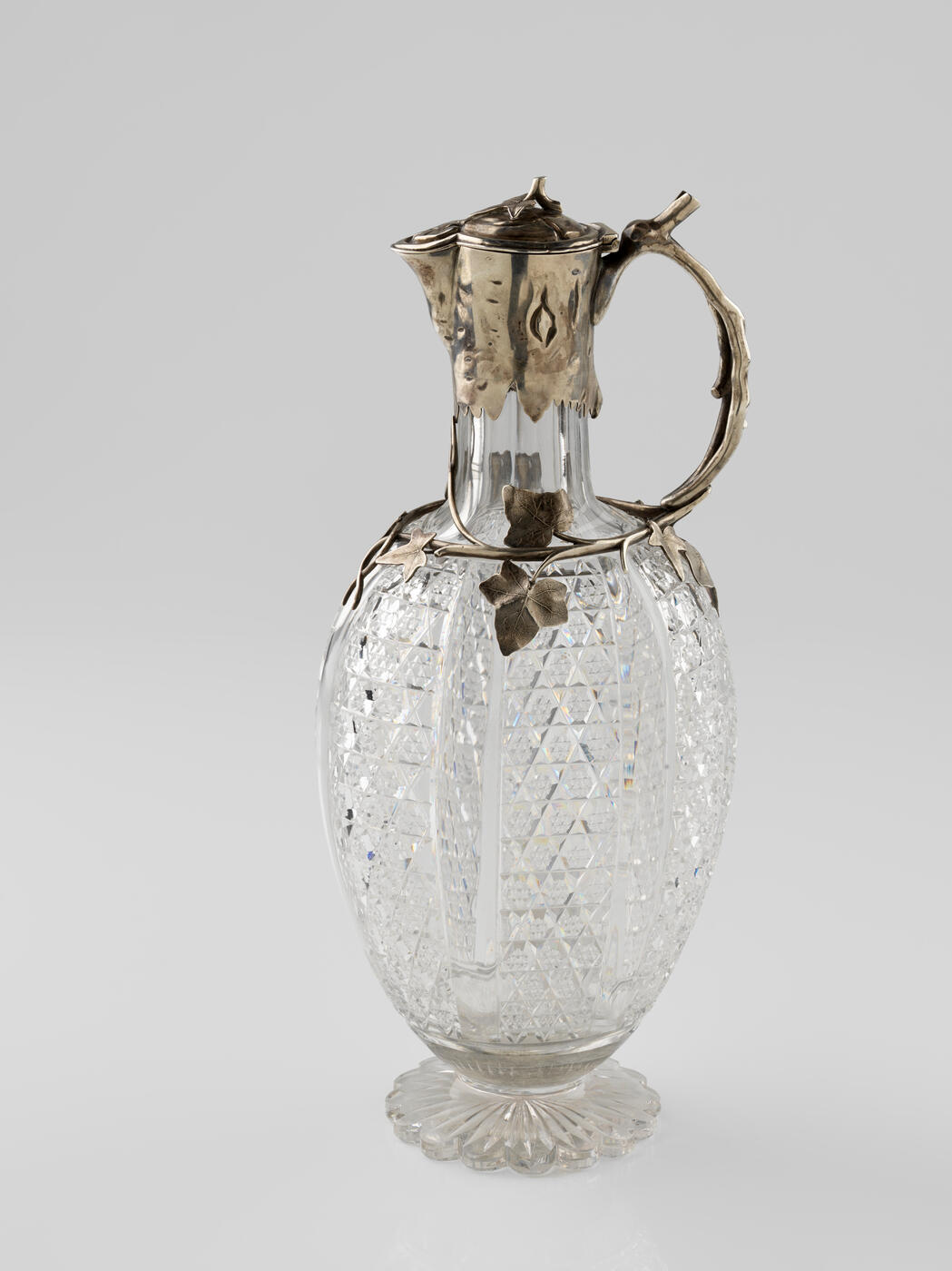 A Cut-Glass and Silver Decanter