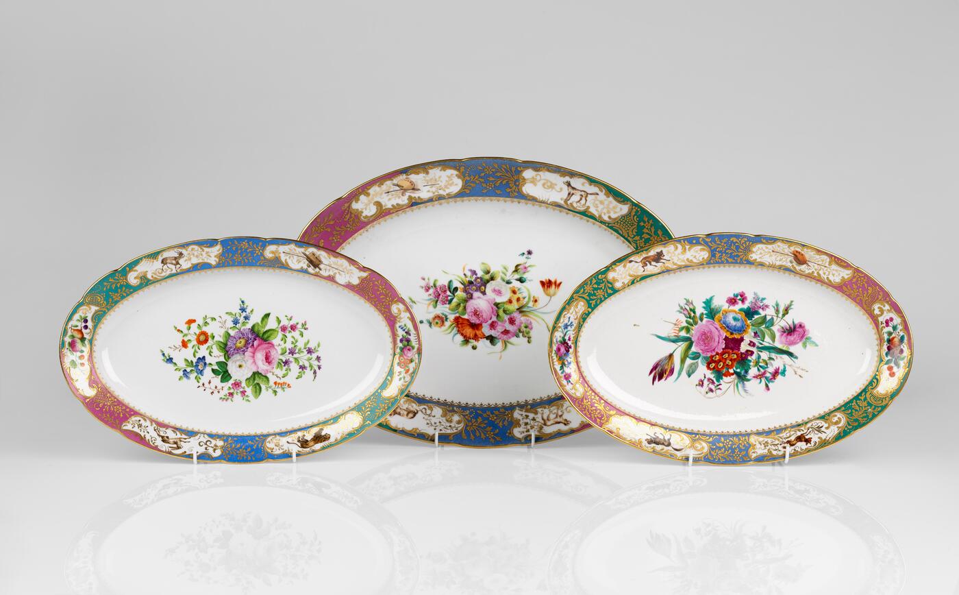A Set of Three Porcelain Platters from the Grand Duke Mikhail Pavlovich Service