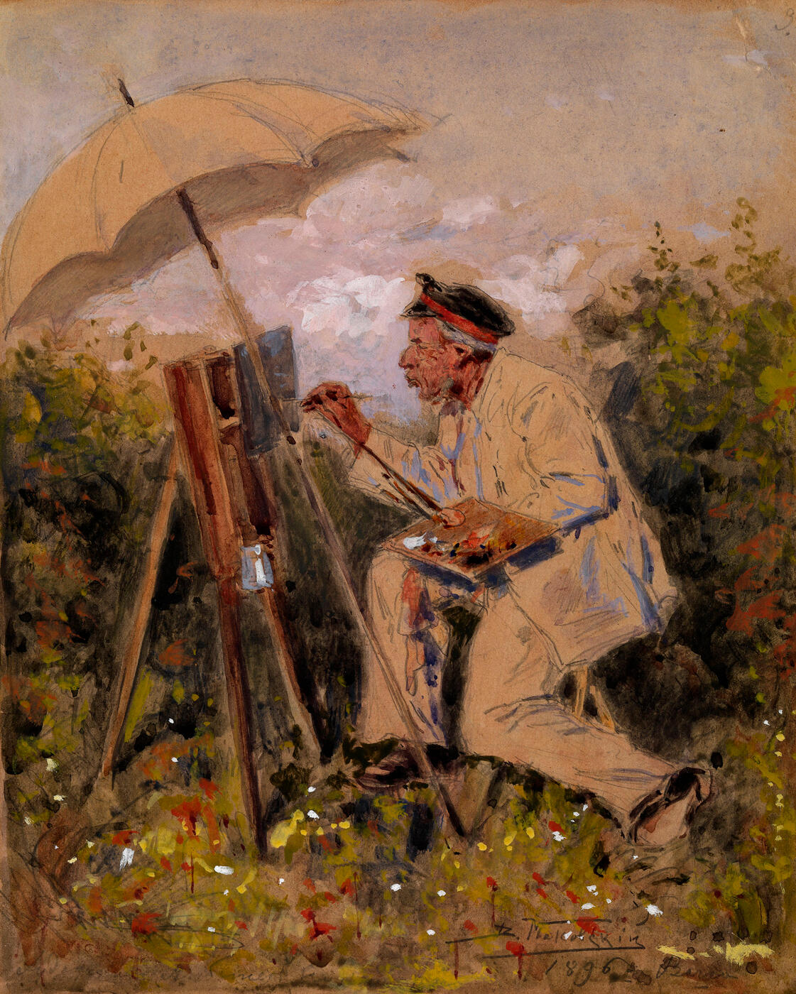 Amateur Artist Working en Plein Air