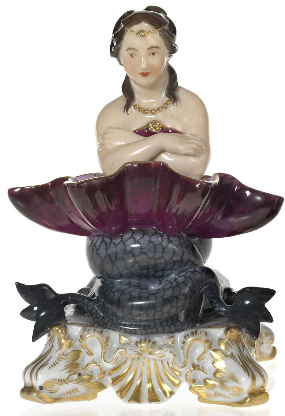 A Porcelain Figurine of a Naiad with a Seashell