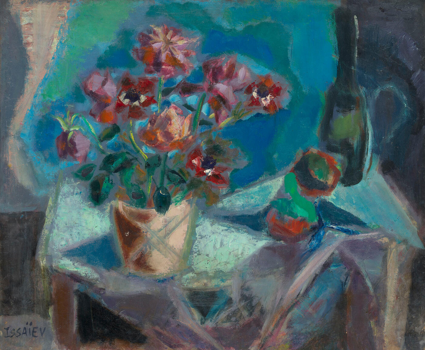 Still Life with Flowers and Champagne
