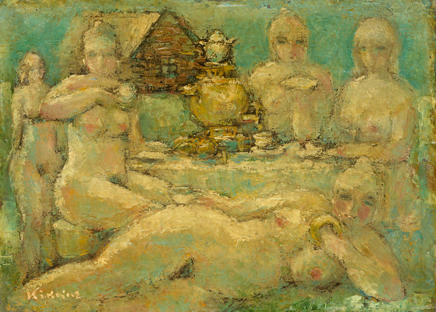 Nudes by the Tea Table