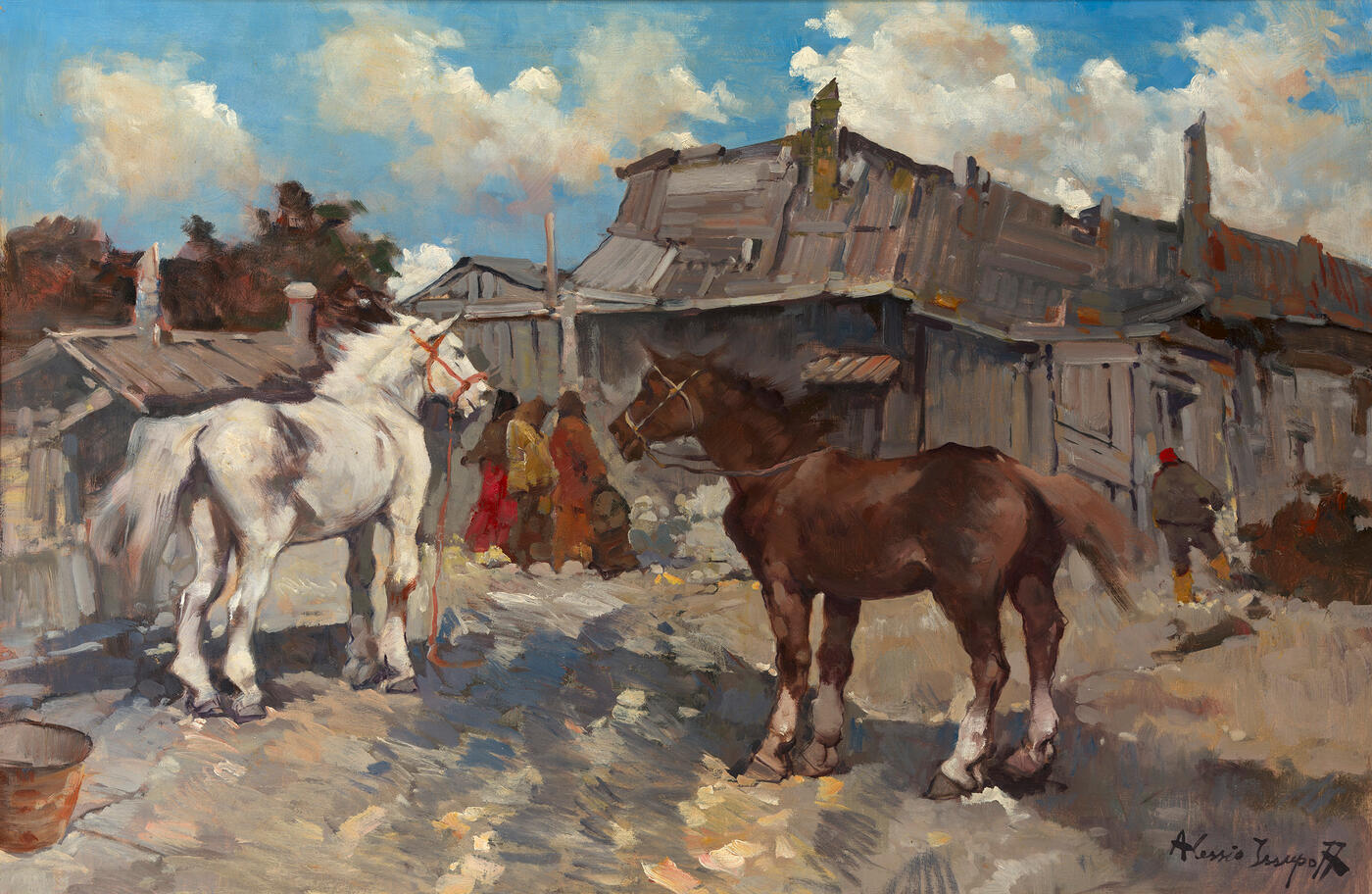 Horses in a Courtyard