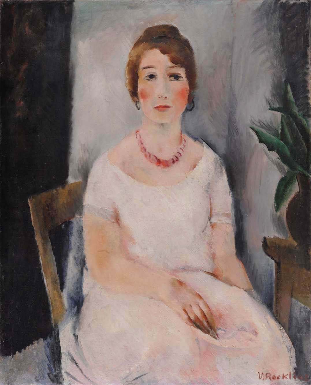 Portrait of a Woman in a Pink Dress