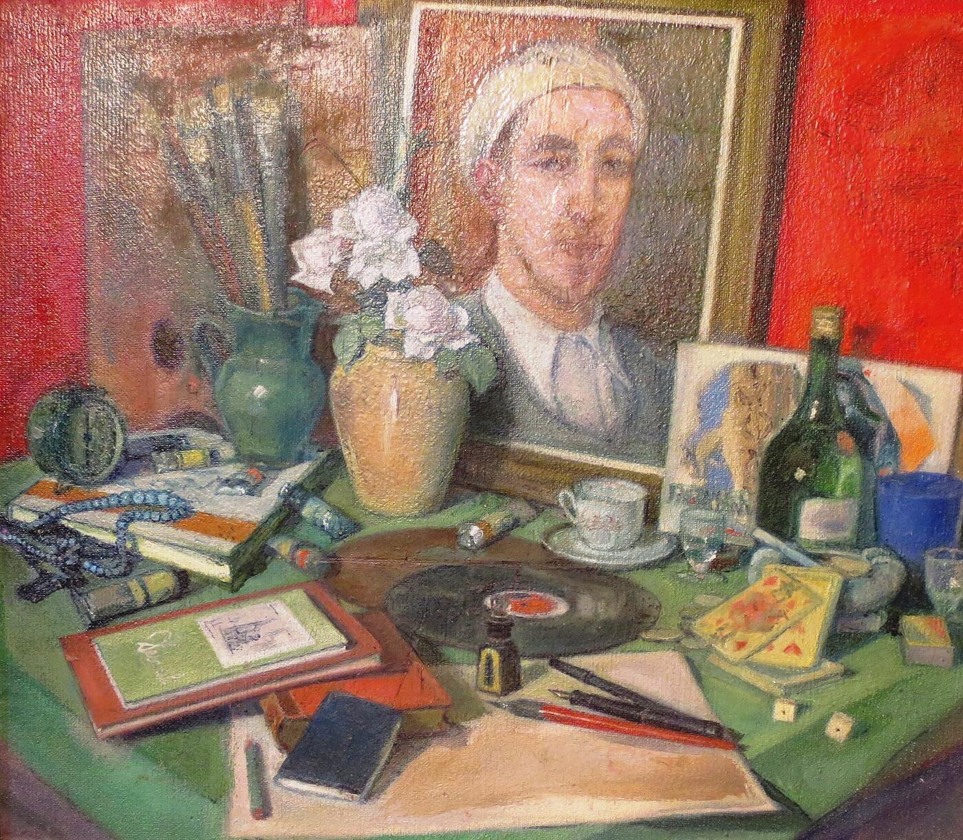 Still Life of Artist’s Desk with the Self-Portrait