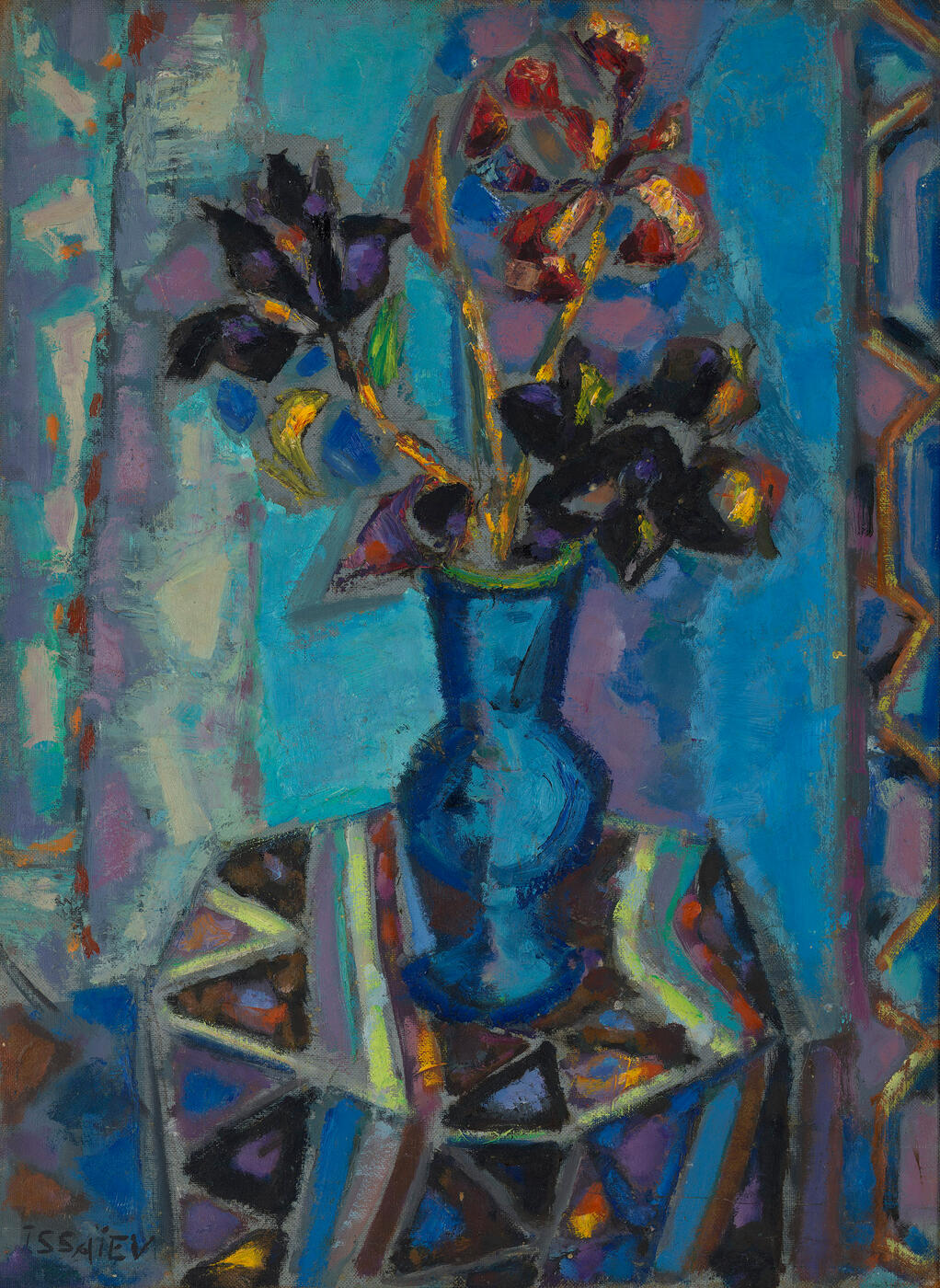 Still Life against Blue Background