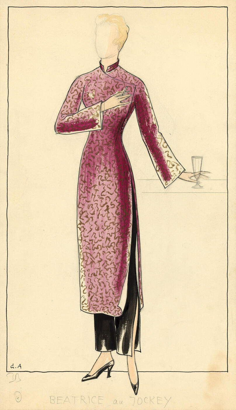 Beatrice at the Parisian Jockey Club, Costume Design for the Film ''Les amants de Montparnasse'' by Jacques Becker