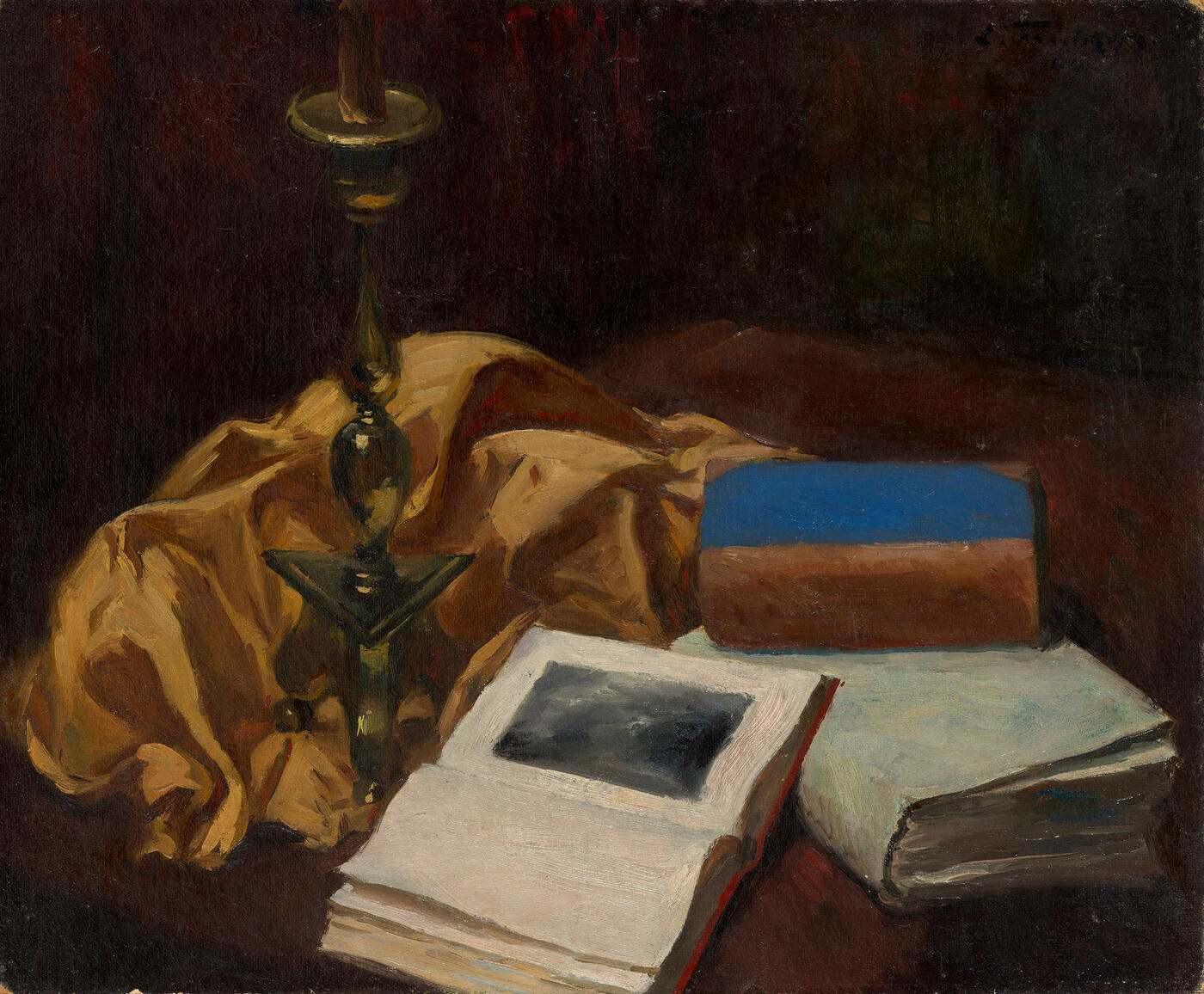 Still Life with Candle and Books
