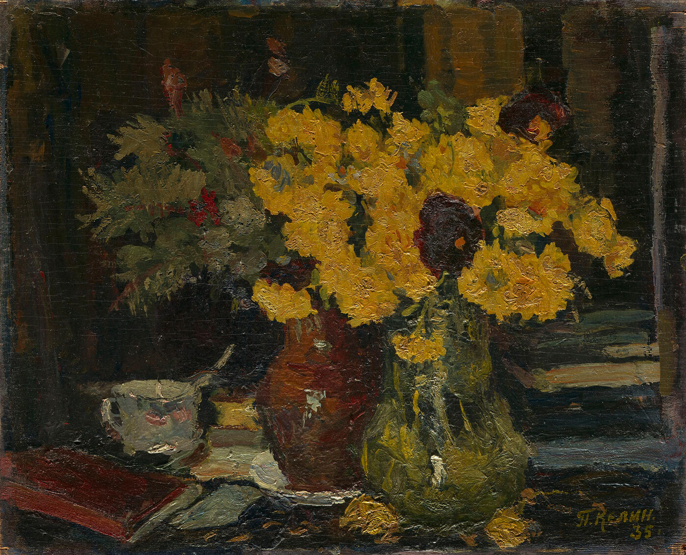Still Life with Flowers and Books