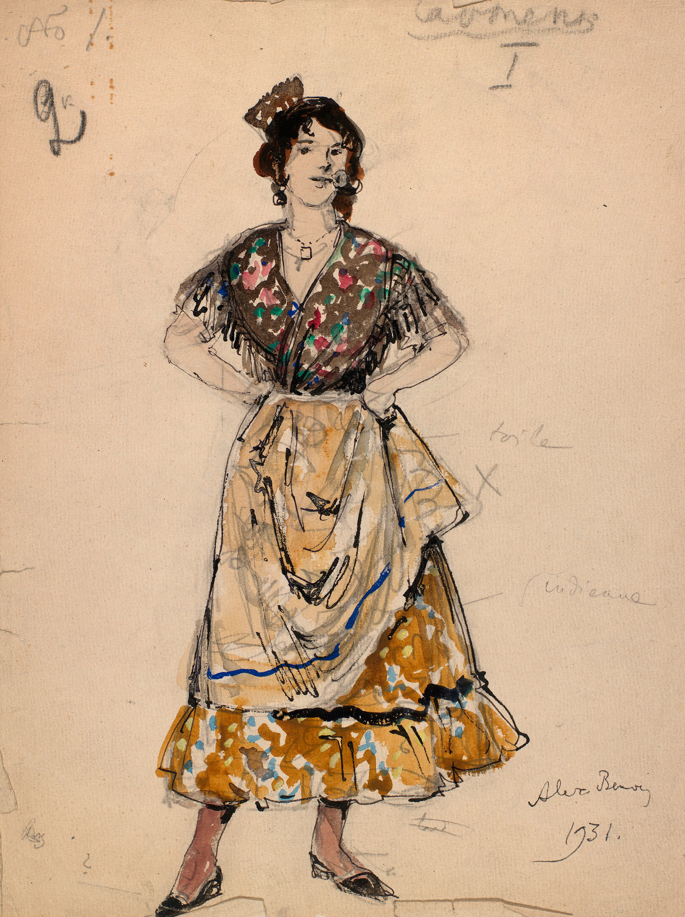 Costume Designs for "Carmen", "Le Coq d'Or" and "The Queen of Spades", </i>three works<i>,