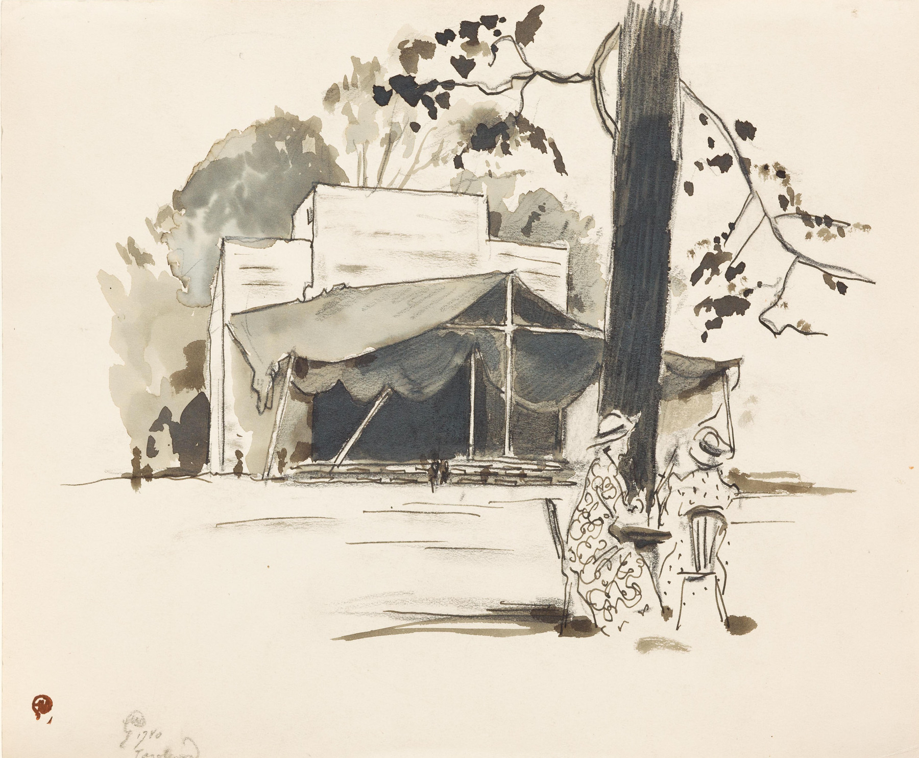 Group of Four Drawings Depicting American Scenes