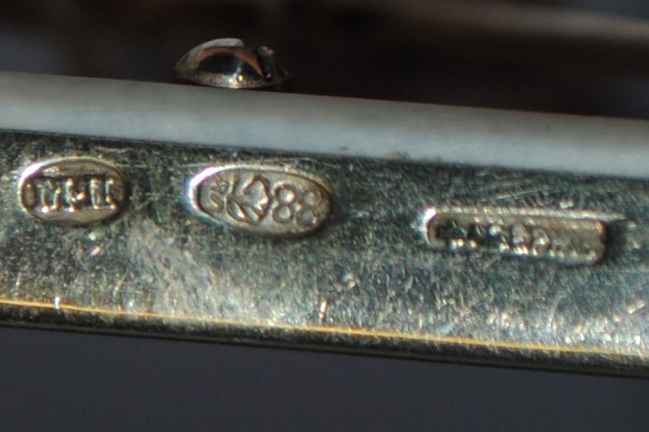 MARK OF FABERGÉ, MAKER’S MARK OF MIKHAIL PERCHIN, ST. PETERSBURG, 1899–1903, 88 STANDARD, SCRATCHED INVENTORY NUMBER 7728