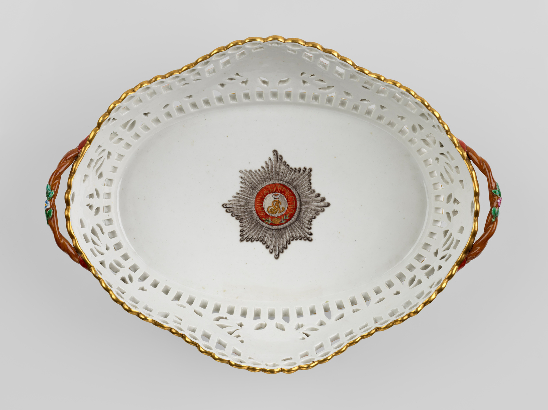 A Large Porcelain Basket from the Imperial Order of St Alexander Nevsky Service