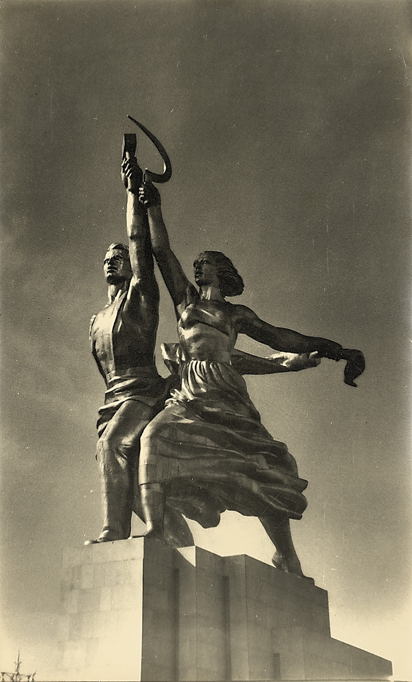 V. Mukhina's Monument “Worker and Kolkhoz Woman”, Project of the V. Lenin Monument on Top of the Moscow Palace of Soviets and The Alexander Column in Palace Square, Leningrad