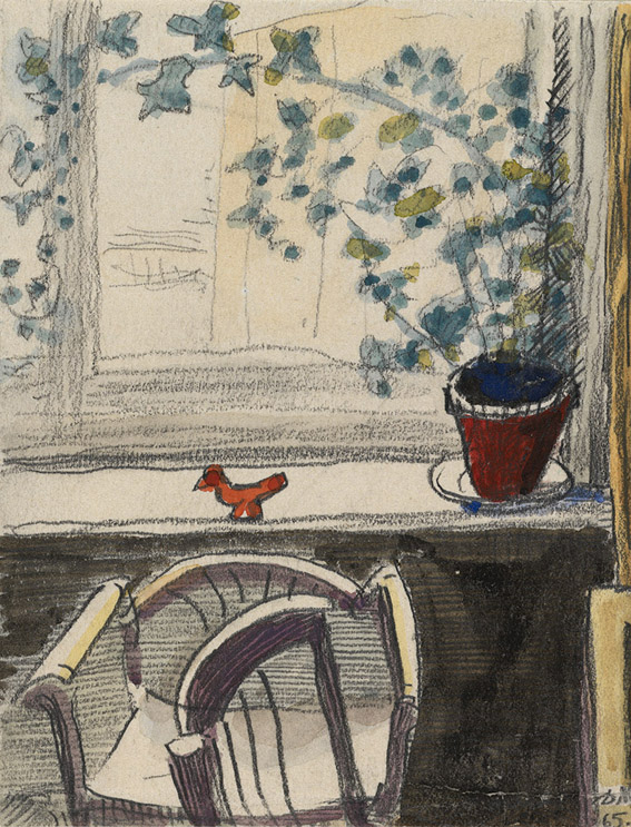 Still Life with Glasses and Fruit, Flowers, Red and White Carnations </i>and<i> Chair at the Window