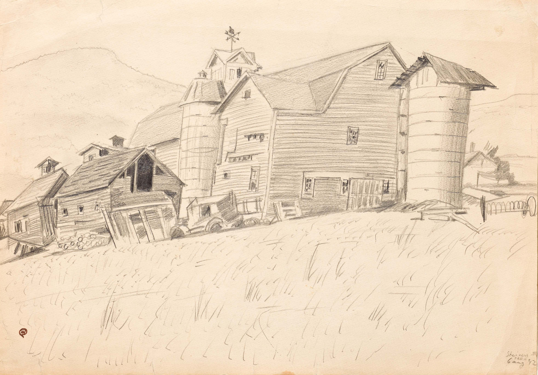 Group of Four Drawings Depicting American Scenes