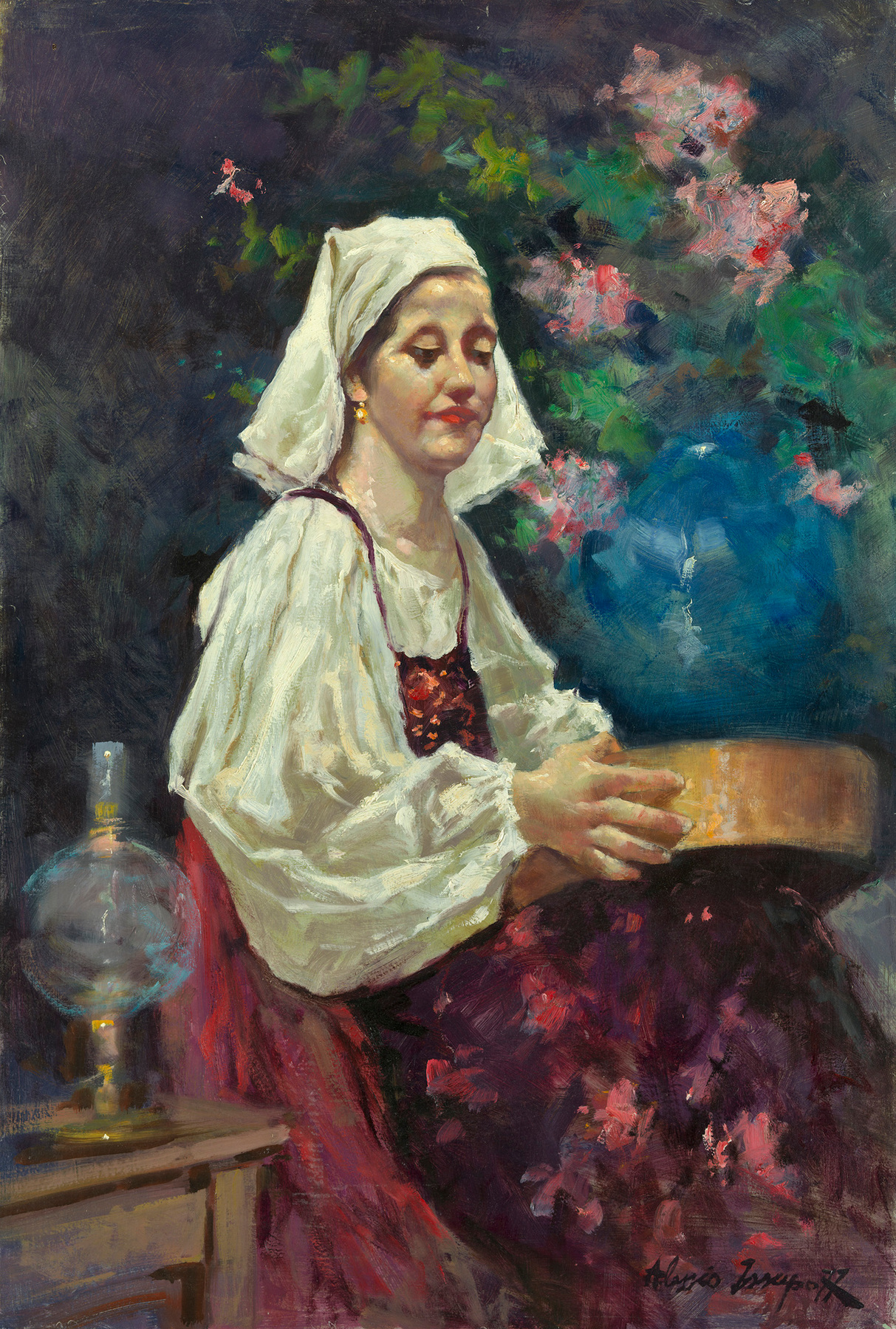 Woman in White Headscarf