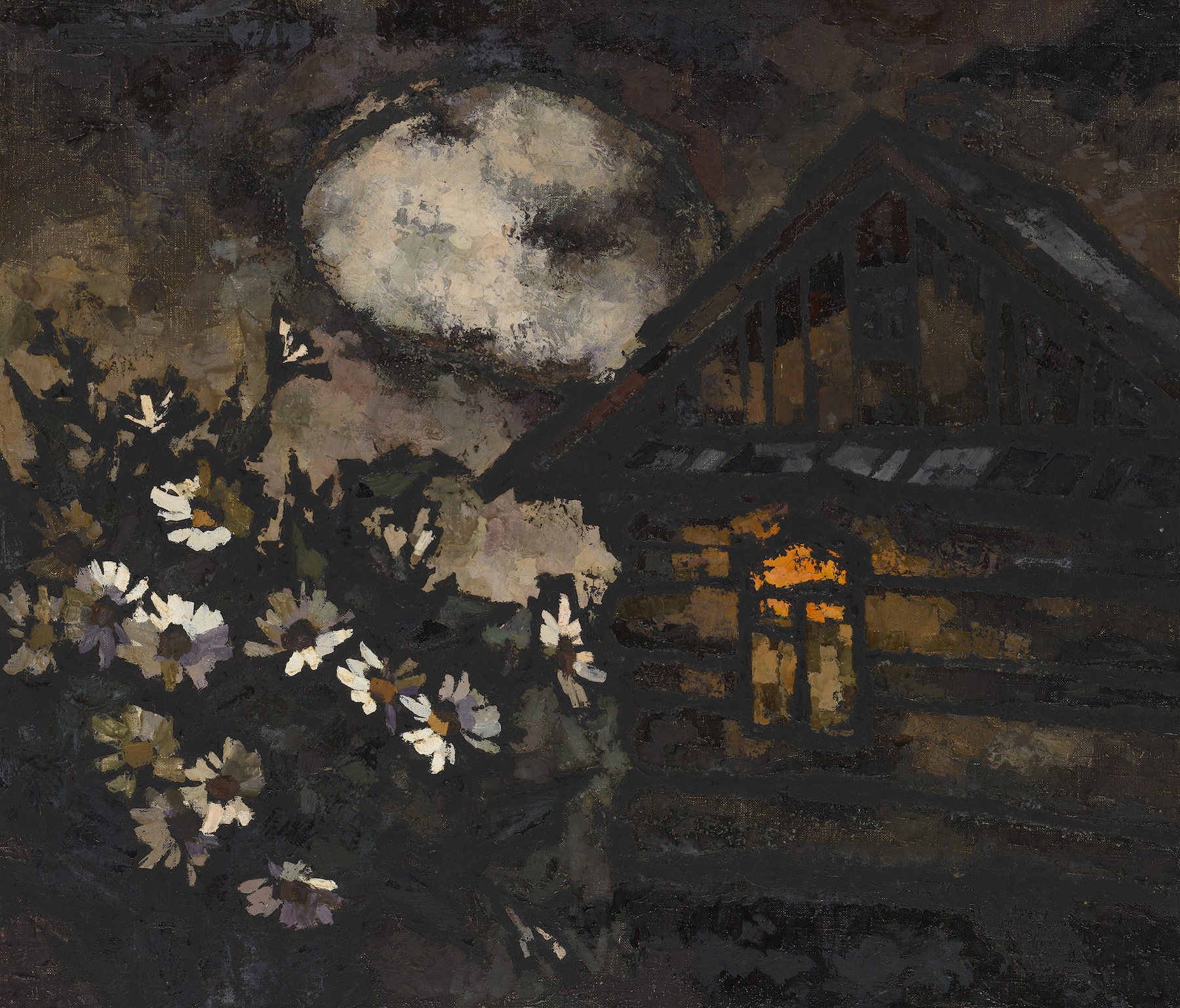 Daisies, Moon and House