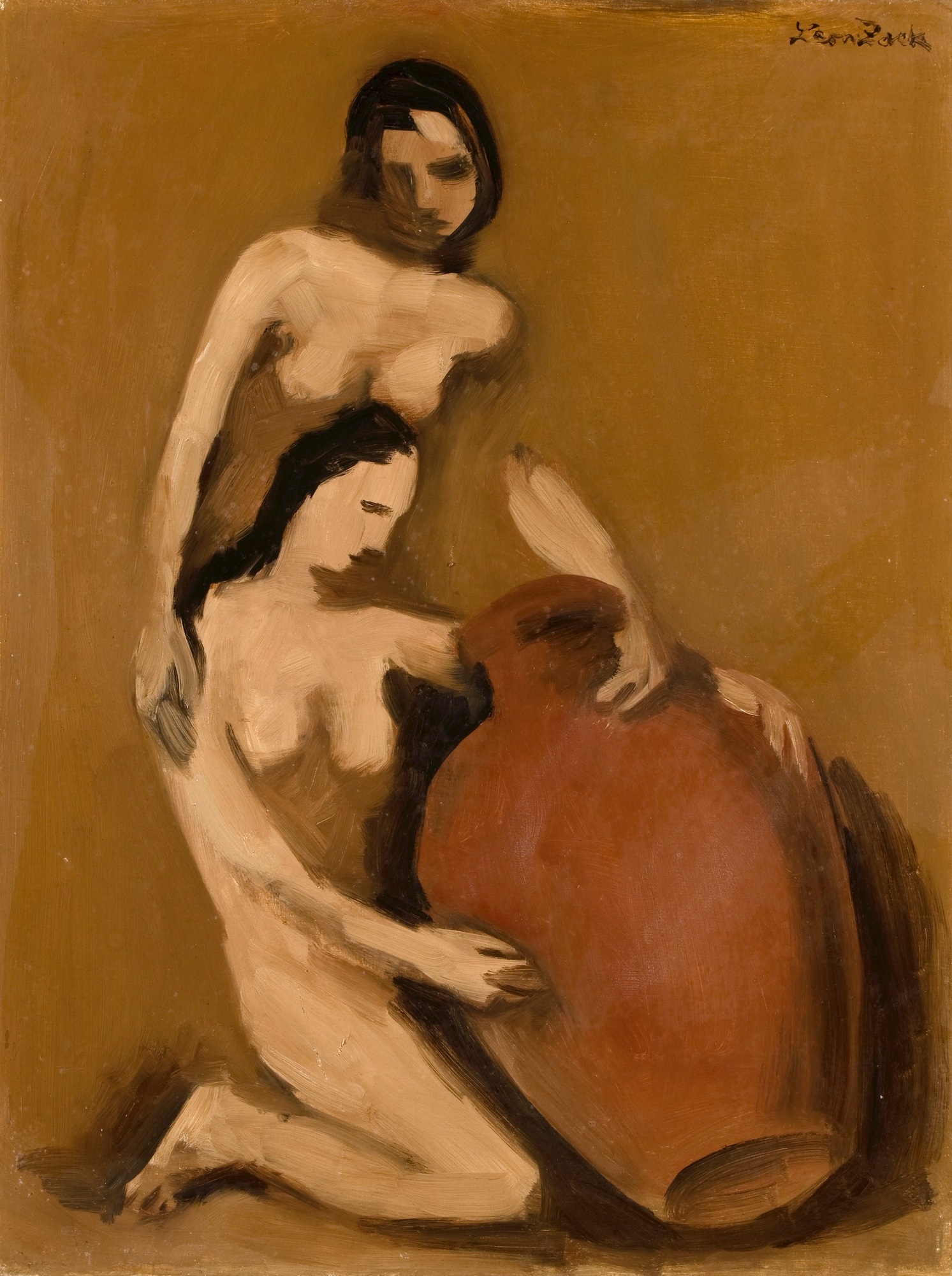 Two Nudes with Jar