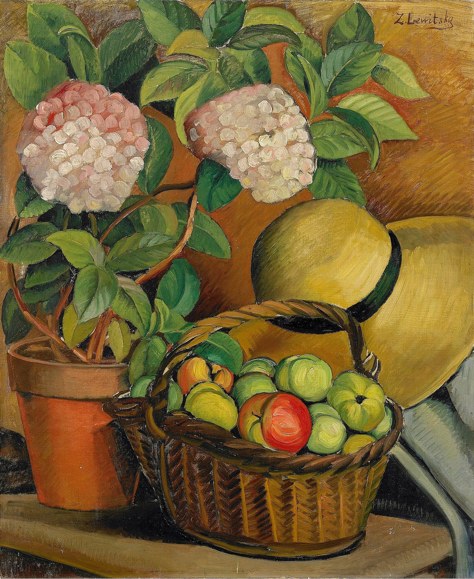 Still Life with a Hat and Hydrangeas