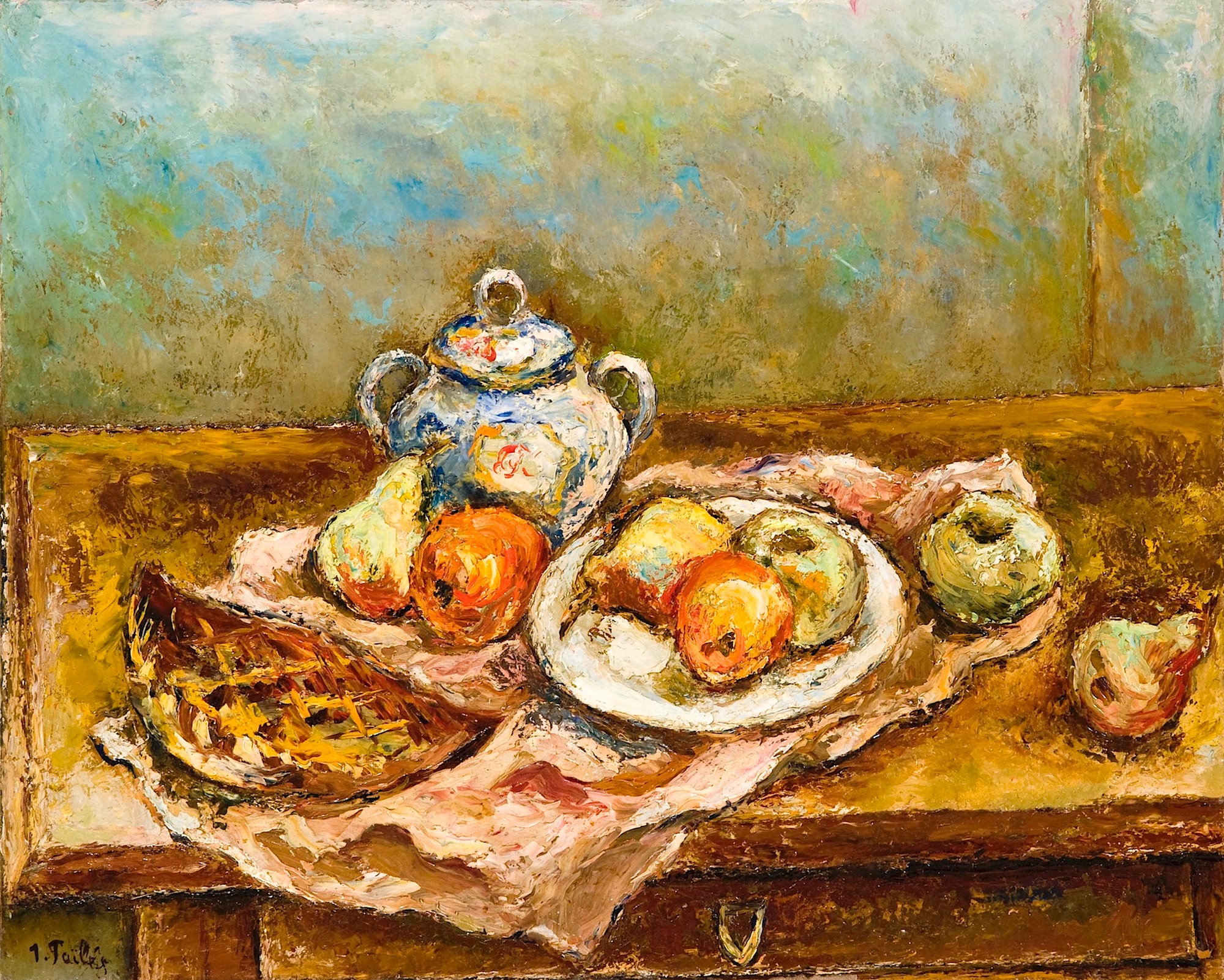 Still Life with Sugar Pot, Pie and Fruit
