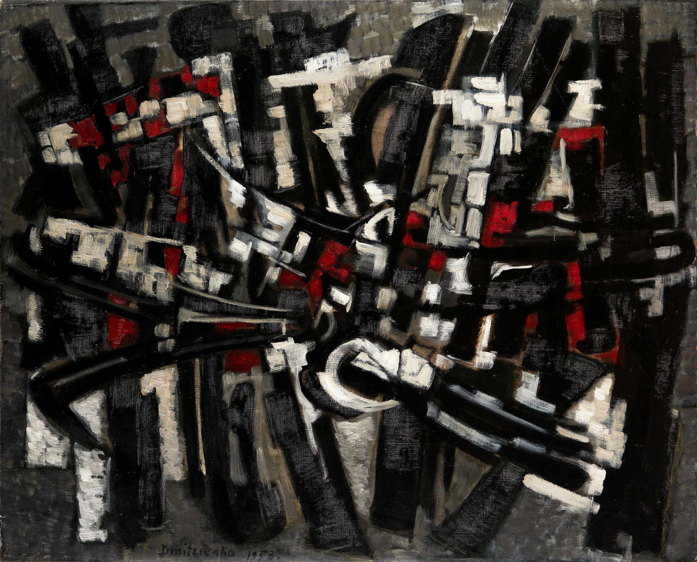 Abstract Composition in Black, Red and White